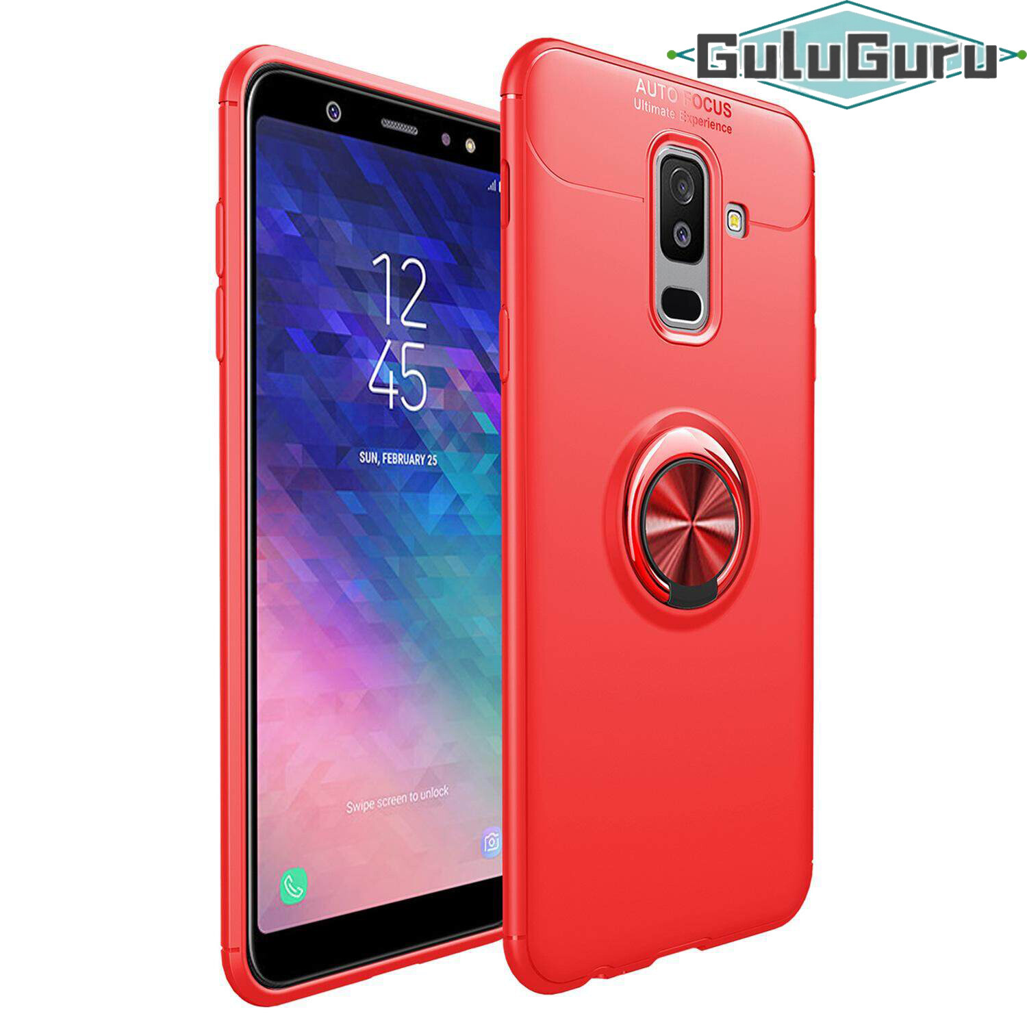 Ốp Lưng Cho Samsung Galaxy A6 Plus & A6 + (6Inch) [Khóa Vòng Kim Loại Màu Đen] Ốp Lưng TPU Mềm, Giá Đỡ Chân Đế Nhẫn Vô Hình Xoay 360 Độ, có Thể Hoạt Động Với Giá Treo Xe Từ Tính, Chống Sốc, Chống Va Đập