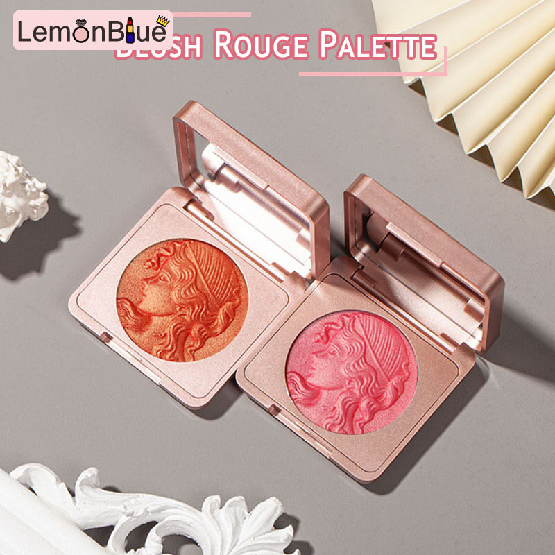 Gambar Blush Rouge Palette Relief Design Baked Natural Cheek Highlighter with Mirror 3g Cosmetic for Face Body Relief Design Baked Cheek Highlighter with Mirror Highlighting Natural Blush Rouge Palette