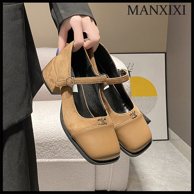 MANXIXI Women Fashion Loafers Beautiful 4.5 cm Heels Work Mules Sandals (Size 35-40) ราคา 473 บาท*ส่งฟรี
