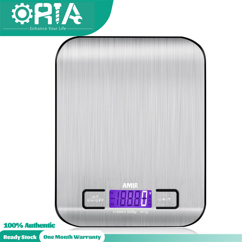 Cân Dùng Trong Bếp Kỹ Thuật Số Oria 5000G/1G Cân Nấu Ăn Bỏ Túi, Cân Thực Phẩm Mini, Cân Trang Sức Điện Tử Pro Với Màn Hình LCD Chiếu Sáng, Chức Năng Bao Bì & Chiếc, Thép Không Gỉ