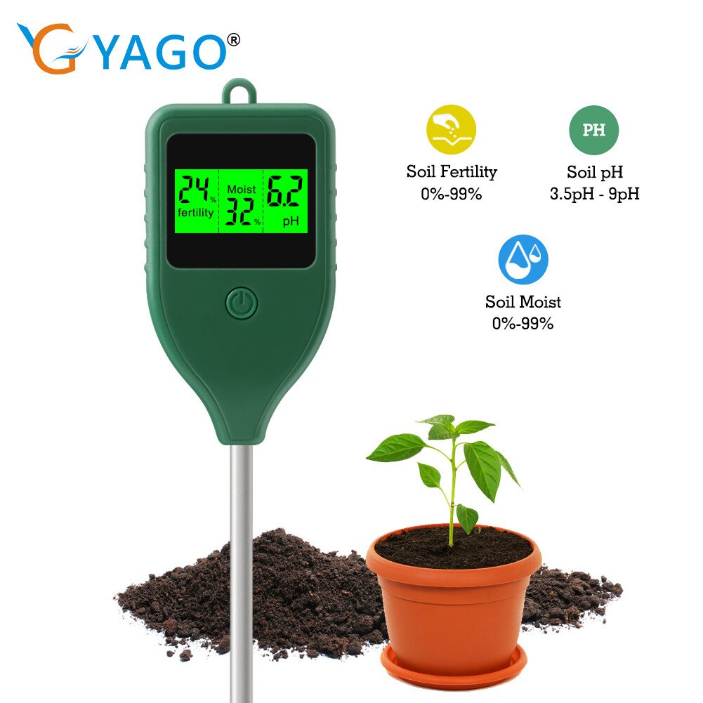 Rcyago 3 trong 1 máy đo độ ẩm đất Ph/độ ẩm/khả năng sinh sản Tester, đất tỷ trọng kế cho làm vườn