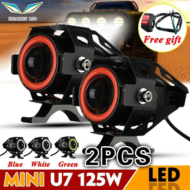 Đèn pha xe máy angel eye đèn led chiếu điểm, xe tay ga mini u7 12v đèn rọi xe máy đèn lái xe sương mù, đèn led chùm cao thấp