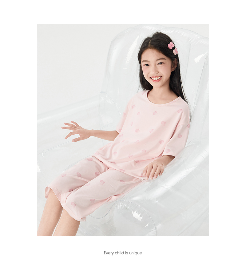 balabala Children Sleepwear Set Summer Air Conditioning Clothing Girl Home Clothing Cool Antibacterial · v2