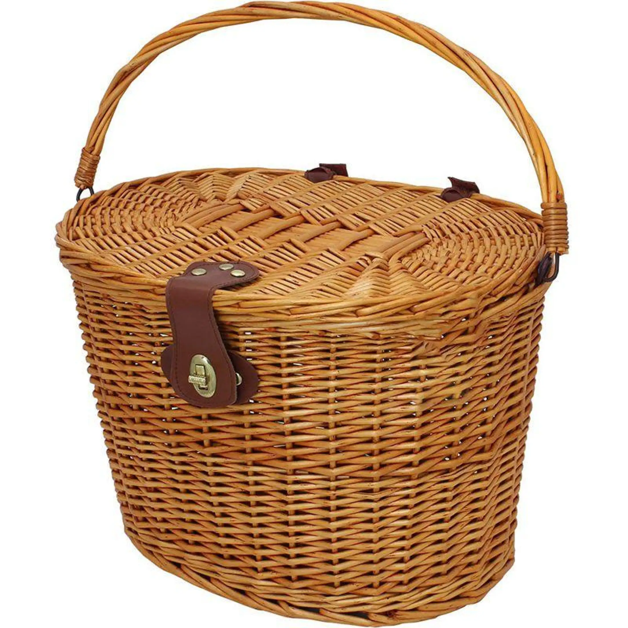 wicker bicycle basket with lid