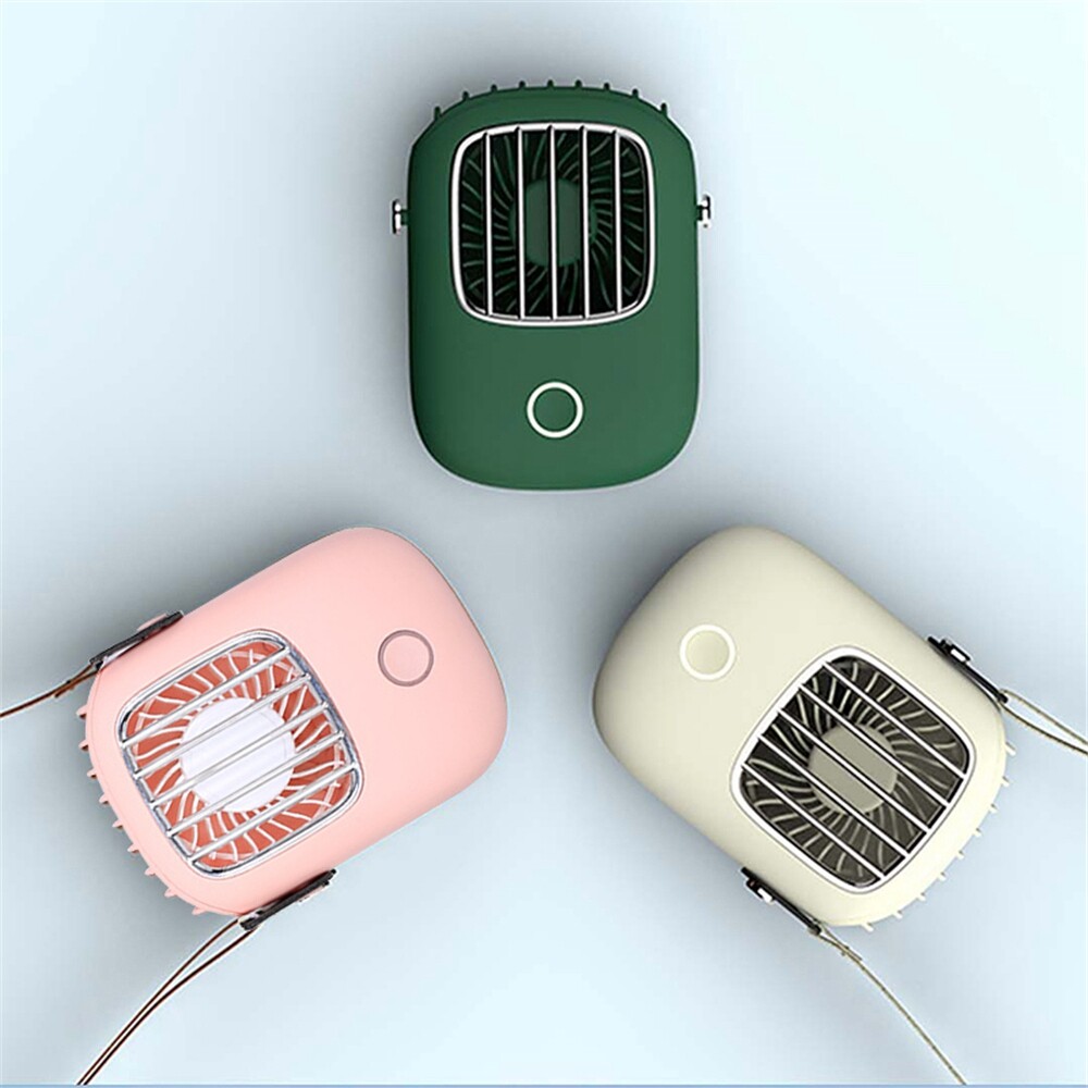 Quạt Treo Cổ Di Động Aijia Mini 3 Bánh Răng Quạt Làm Mát Không Khí Có Thể Điều Chỉnh Mùa Hè Du Lịch Ngoài Trời Dây Buộc Làm Mát Rảnh Tay Quạt USB