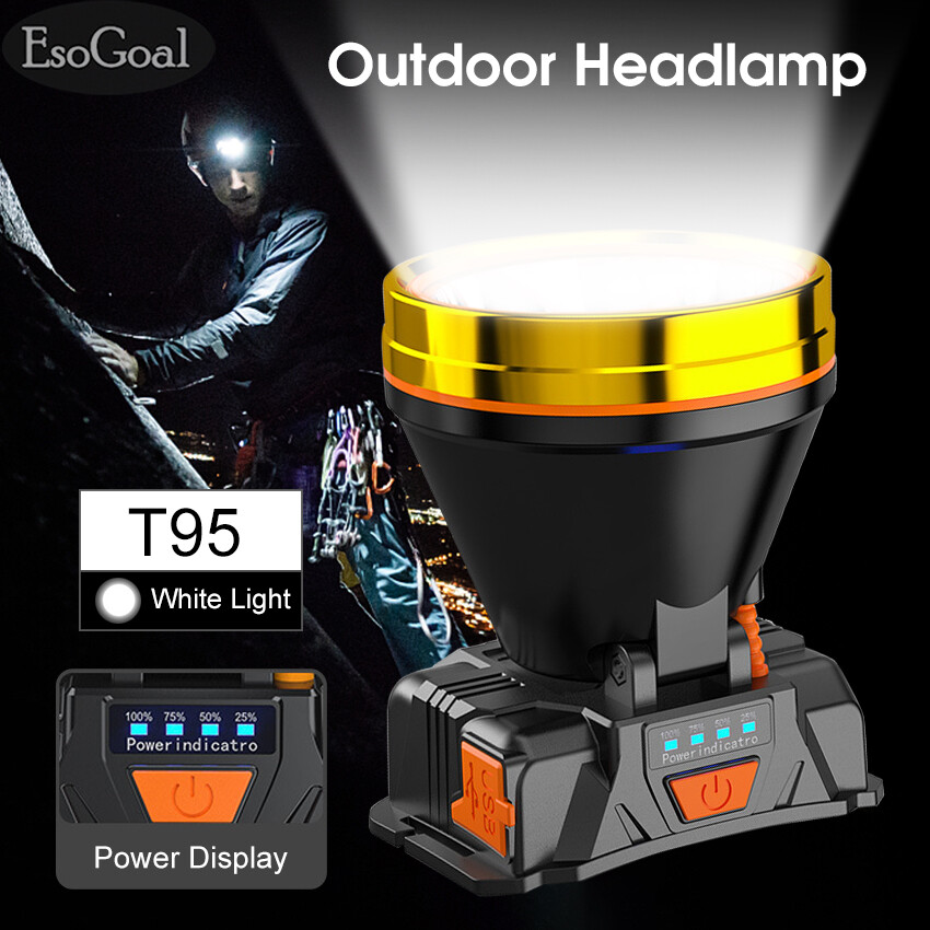 Esogoal đèn pin siêu sáng - đèn đội đầu cao cấp chống nước đèn led siêu sáng ánh sáng usb đèn pha đèn pin đèn pha cắm trại câu cá đi bộ đường dài ngoài trời đèn đội đầu đèn chiếu sáng 500m
