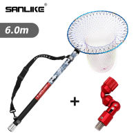 Sanlike 6m có thể thu vào vớt cá bắt cá Net Rod xách tay cột sợi thủy tinh tay cầm dạng ống lồng Rod Lưới Đánh Cá
