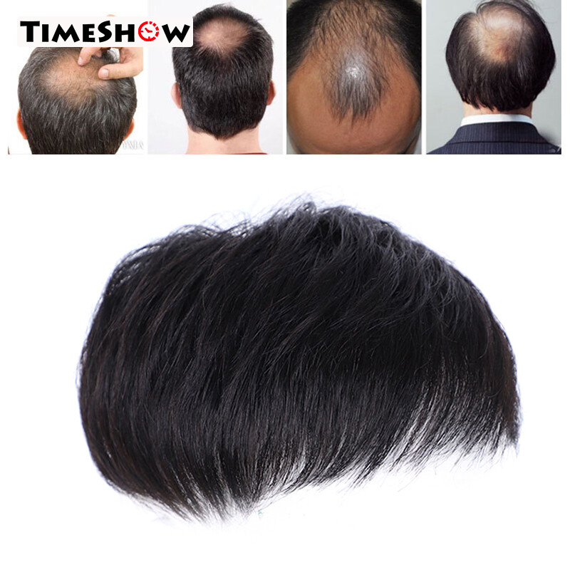 Gambar TimeShow Men Short Hair Wigs Toupee Hair Replacement System Hairpiece for Daily