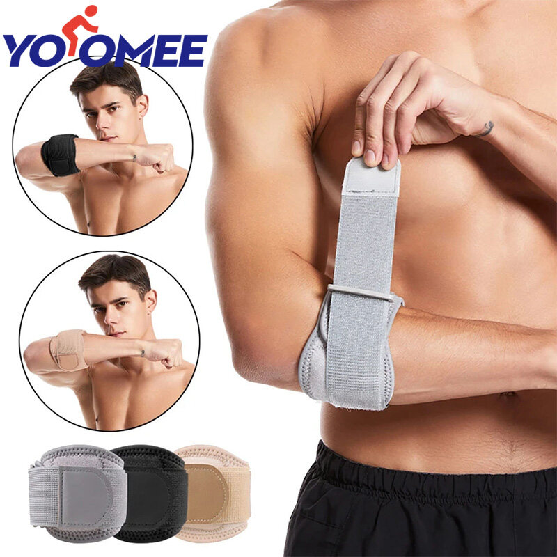 Yoomee 1 cái nẹp khuỷu tay cho viêm gân, quần vợt Golf được xây dựng trong EVA Gasket khuỷu tay cẳng tay đai hỗ trợ cố định khớp nối đệm nén, kết thúc tốt đẹp Băng hỗ trợ khuỷu tay ban nhạc giảm đau