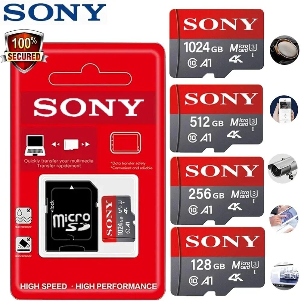 Sony Micro SD Card TF Mini 2TB 1TB 128GB 256GB High Speed Cartao TF Mecard C10 Flash Card For Phone ราคา 159 บาท*ส่งฟรี