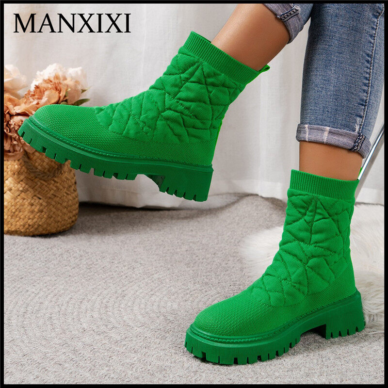 MANXIXI Fashion Women Beautiful Fashion Low Heel Boots (Size 36-43) ราคา 563 บาท*ส่งฟรี