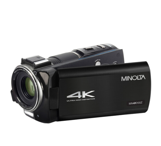 Minolta mn4K100z UHD 4K Máy quay phim với 10x Zoom quang học Đen