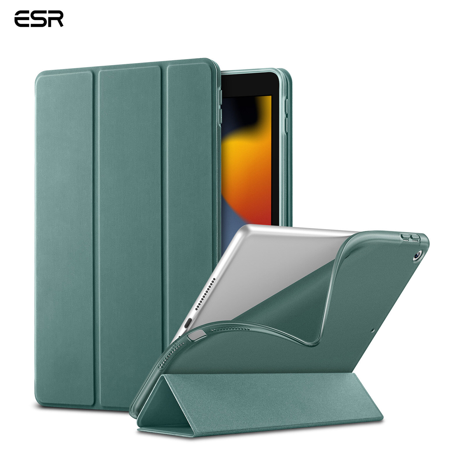 ESR Ốp Mỏng Bật Lại Cho iPad Mini 6 2021 iPad 7/8/9 Ốp Gập Ba Mặt Sau Trong Suốt Linh Hoạt Cho iPad Pro 2021