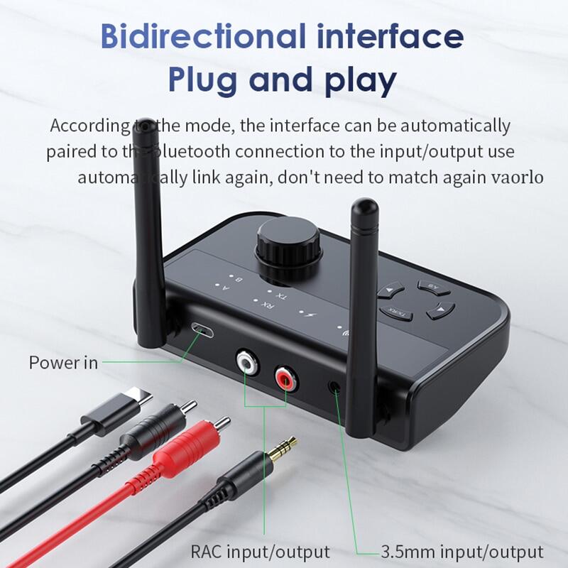 2 trong 1 bluetooth 5.3 Bộ thu phát Audio đa điểm kết nối 3.5mm AUX 2 RCA nhạc âm thanh nổi Bộ chuyển đổi không dây Dongle