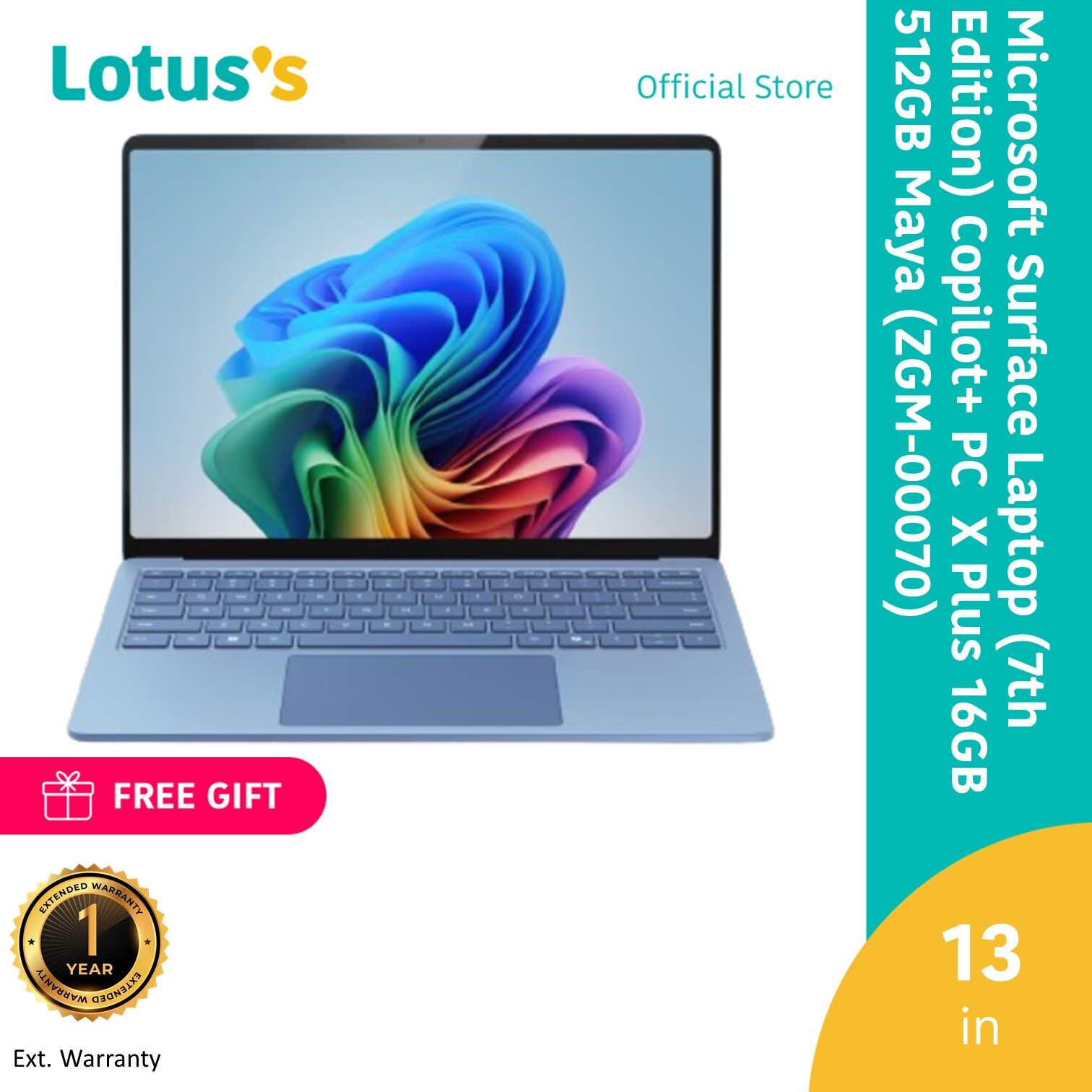 Microsoft Surface Laptop (7Th Edition) Copilot+ Pc 13.8" X Plus 16Gb 512Gb Maya (Zgm-00070) + Extended Warranty