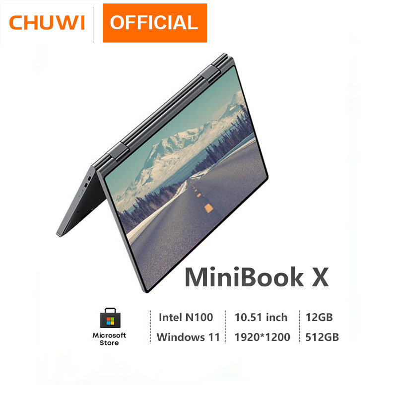 CHUWI laptop official store MiniBook X 2 In 1 Laptop Tablet Intel N100 10.51" FHD IPS Screen 12GB LPDDR5 512G SSD Mini laptop windows 11 Notebook 1920*1200 ราคา 12,959 บาท*ส่งฟรี