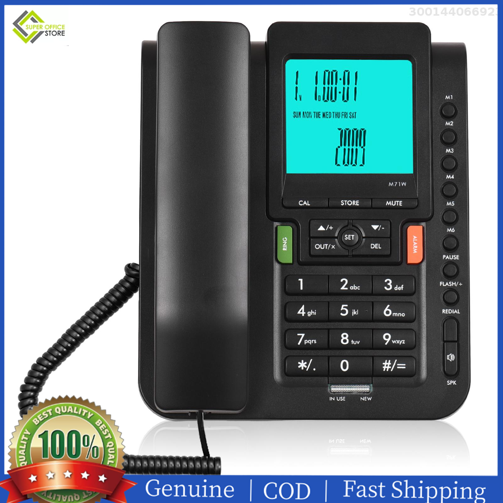【HOT / COD】Corded Phone Desk Landline Phone Telephone DTMF/FSK Dual System One Button Memory Button Support Hands-Free/Redial/Flash/Speed Dial/Ring Volume Control High Quality Sound Real-time Date Large Screen ราคา 930 บาท*ส่งฟรี