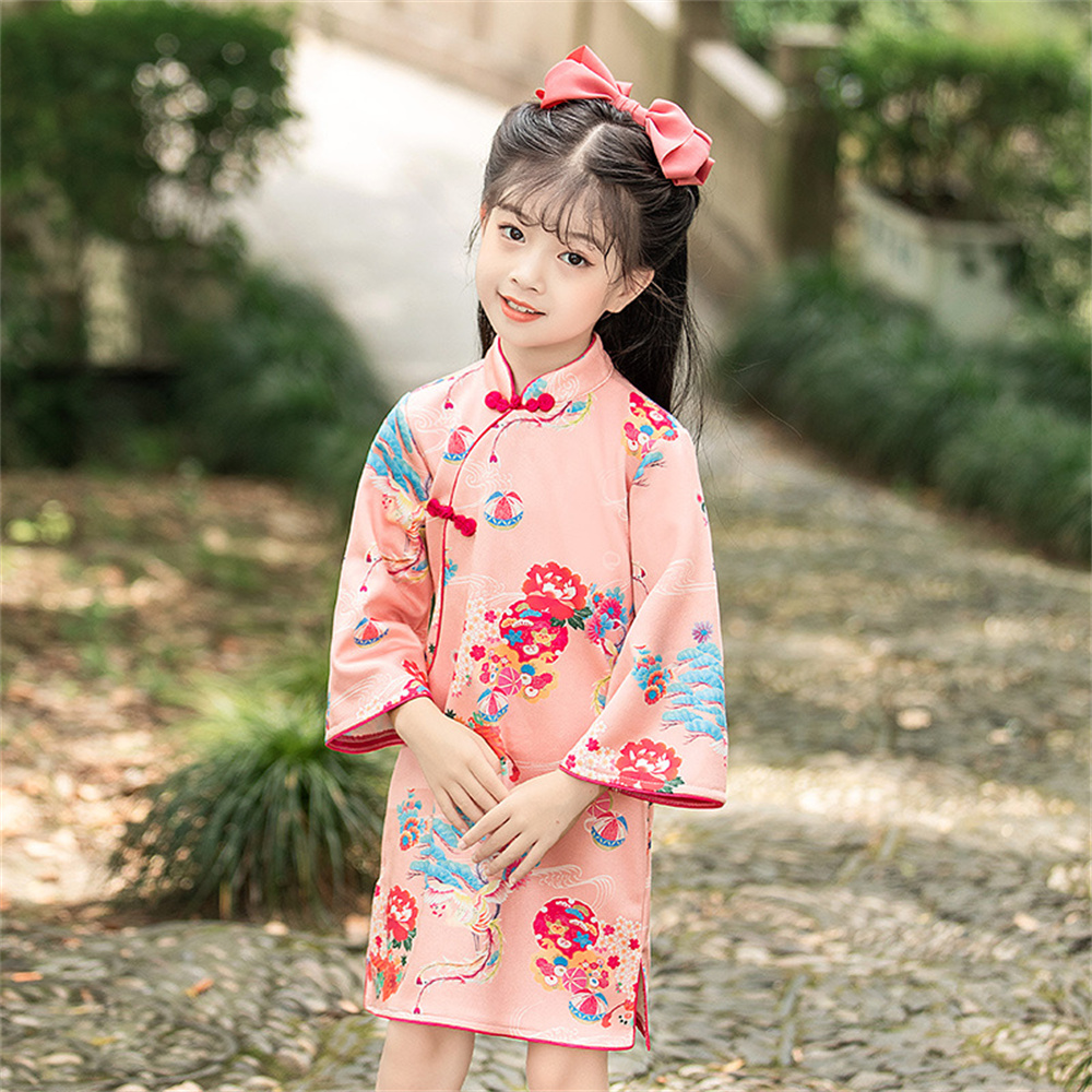 AISAMEFE 2023 New Girl Ancient Phoenix Qipao Tang Dress Girl Sweet And Cute Han Dress CNY ราคา 485 บาท*ส่งฟรี