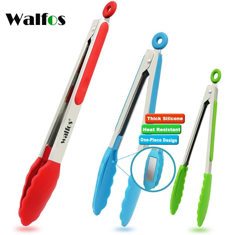 Gambar WALFOS Food Grade 100 Silicone Food Tongs Kitchen Tongs Utensil Cooking Tong Clip Clamp Accessories Salad Serving BBQ Tools