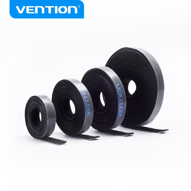 Vention Dây Trói Cable Magic Strip - Dây Buộc Tập Hợp Dây Nhợ Đa Năng, Tự Cắt, Dán Dính Lại, Chống Rối cho Dây Điện, Dây Cáp, Dây Sạc - Màu Đen (1-5M)