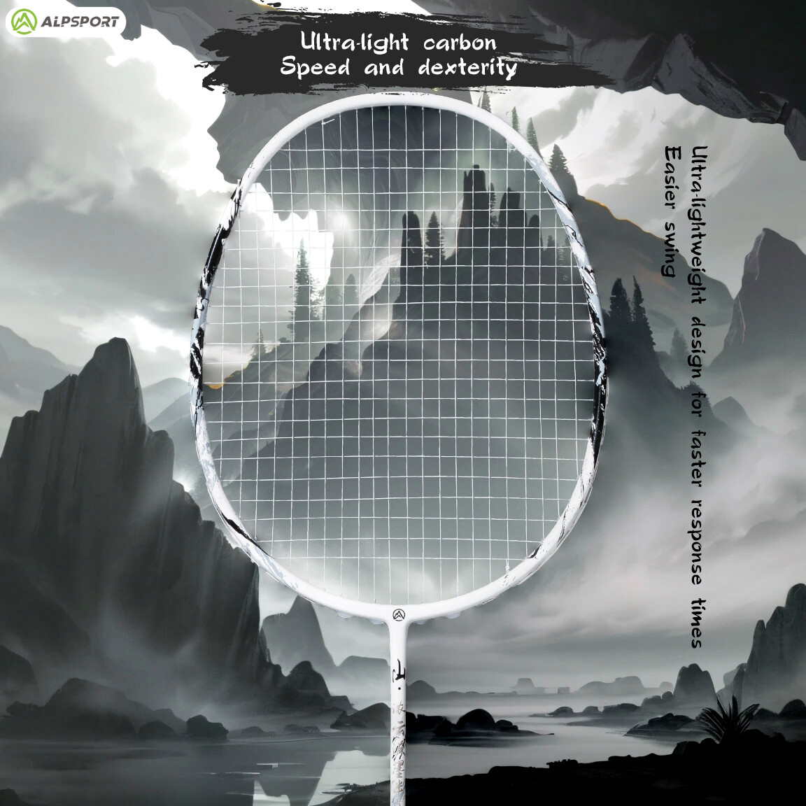  ALP SS Vợt cầu lông sợi cacbon 4U 24lbs núi và nước nguyên bản 