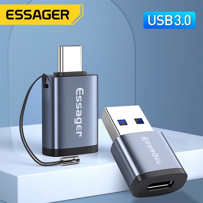 Essager Bộ Chuyển Đổi OTG USB Type C Bộ Chuyển Đổi Type-C USB C Đầu Đực Sang USB 3.0 Đầu Cái Cho Mac