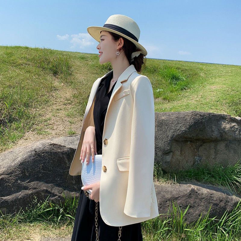 RULINWOODS 4 màu Áo Blazer dáng dài áo Blazer thời trang nữ