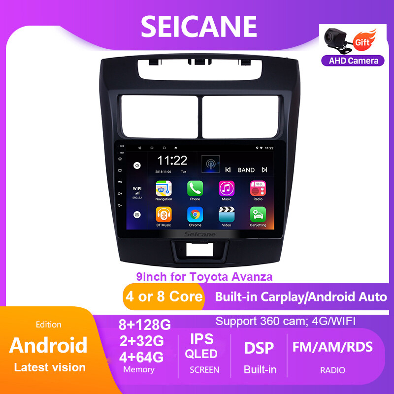 Seicane 9inch QLED Touch screen Android Car Audio Stereo player for 2010-2016 Toyota Avanza GPS Navigation Radio Player GPS Navigation Head unit Built-in Apple Carplay and Android Auto ราคา 2,210 บาท*ส่งฟรี
