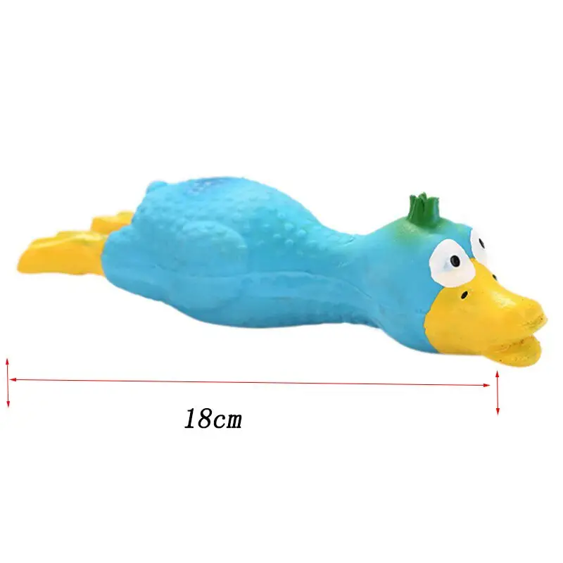 blue rubber chicken dog toy