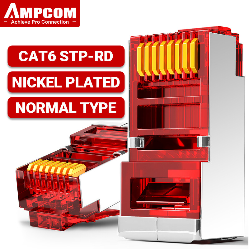 AMPCOM Shielded RJ45 CAT6 Shielded RJ45 Modular Plug Connector 8P8C Crimp End Ethernet Cable Etherne