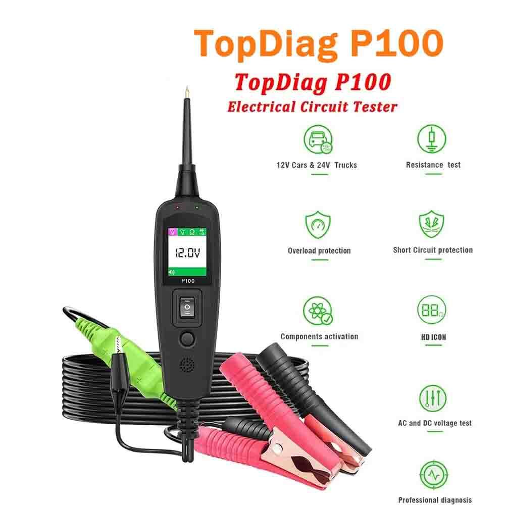 Jdiag P100 điện Bộ Kiểm Thử Điện Điện quét OBD2 máy thử Pin chẩn đoán xe hơi OBD dụng cụ sửa chữa ô tô P100 2M DÒNG