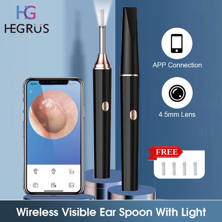 HEGRUS Ear Cleaner With Light Camera WiFi Ear Pick LED Light Emitting High-Definition Visible Ear Scoop Cleaner Visible Ear Spoon Ear Wax Removal Visual Ear Scope Camera Safe Ear Pick Ear Cleaning Tool With Camera Ear Cleaning Tool Earpick With Camera  ราคา 263 บาท*ส่งฟรี