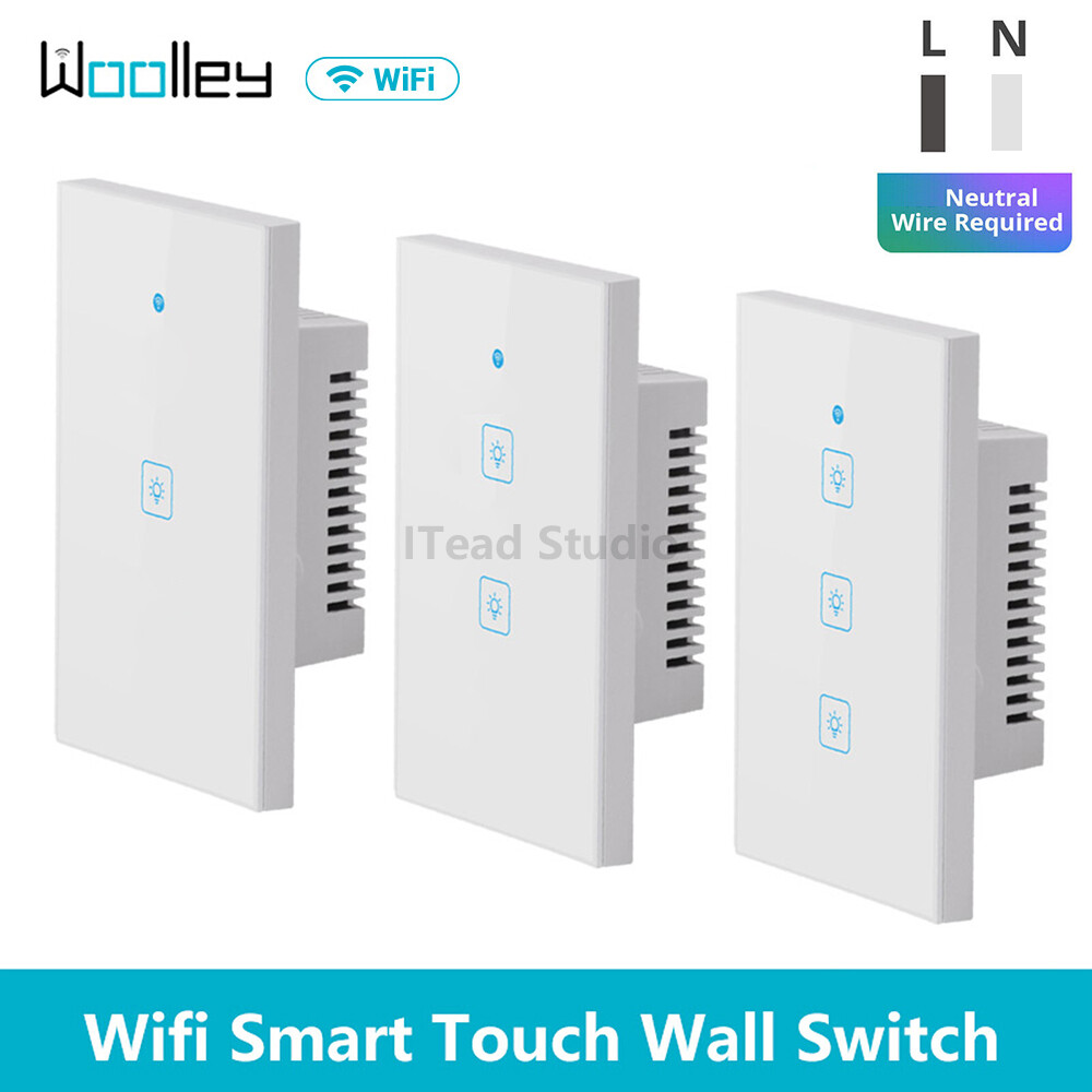 Công tắc gắn tường cảm ứng Wifi WOOLLEY WS-US có dây trung tính Công tắc đèn Wifi Công tắc thông minh Điều khiển từ xa RF Điều khiển ứng dụng eWeLink Công tắc nhà thông minh Alexa Tmall Genie Google Voice Control