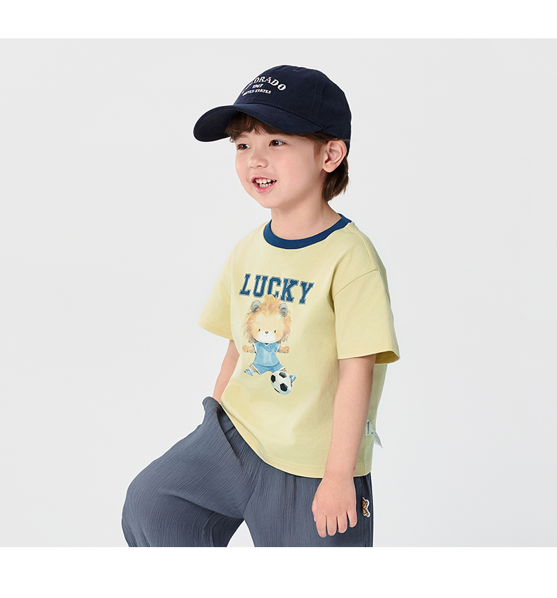 balabala Boy Pure Cotton Short Sleeve T-Shirt Baby Clothes Summer Short Sleeve Top For Infants Toddlers · v5