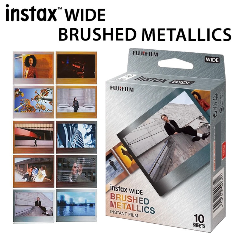 Máy ảnh Fujifilm Instax Wide phim tức thời chải Metallics 10 tờ cho máy ảnh Fuji 210 rộng 300 400 EVO