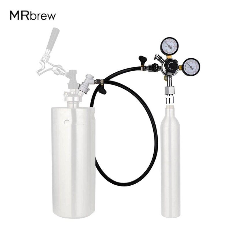 Gambar Válvula De Alivio De Presión De CO2 De Cerveza De Doble Calibre Portátil, Regulador Reductor De Barril De Seguridad, Tanques De 0 3000 PSI, Manómetro