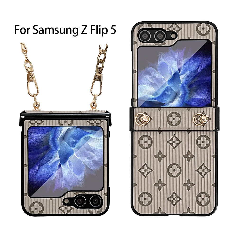 Samsung Galaxy Z Flip 5 Case with Screen Tempered Glass and Crossbody  Shoulder Chain Strap