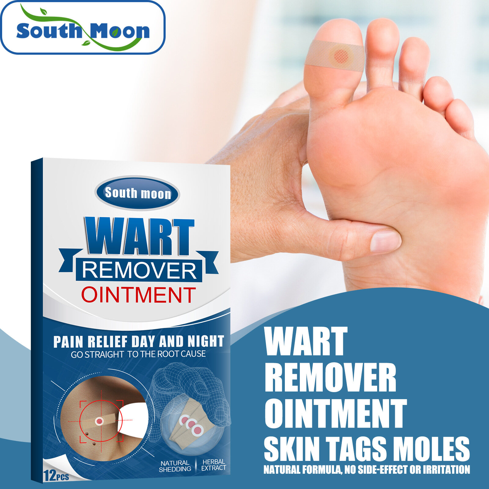 South moon miếng dán loại bỏ mụn cóc thuốc mỡ loại bỏ mụn cóc 12 miếng loại bỏ mụn cóc thuốc mỡ kháng khuẩn miếng dán vết chai thuốc mỡ mụn cóc miếng dán chân giải độc