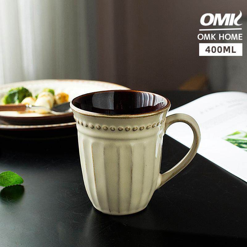OMK American retro relief craft Ceramic 400ML Mug coffee cup