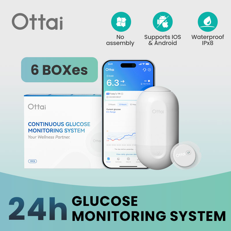 Ottai CGM Continuous Glucose Monitoring System Complete Set*6 Blood Glucose Meter 84 days * 24 hours No Finger Pricking