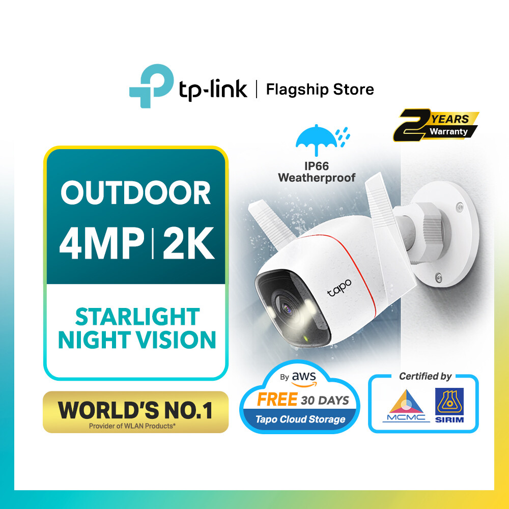 TP-Link Tapo C320WS | 2K/4MP Full Color Night Vision Outdoor IP66 Security CCTV - Jenama TP Link Harga 185 Ringgit*Penghantaran Percuma