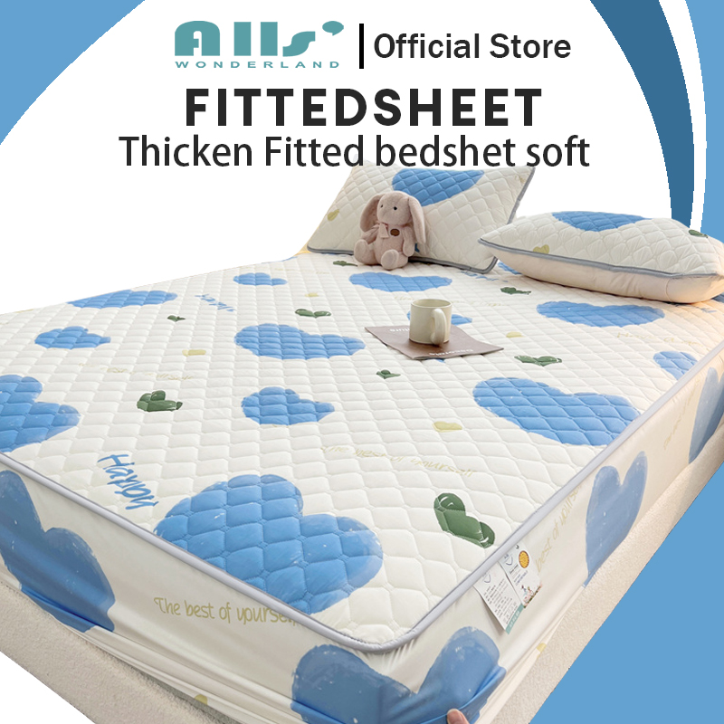 Alls' Wonderland Thicken Bedsheet Cute Cartoon Floral Fitted Bedsheet Soft Mattress Protector ราคา 167 บาท*ส่งฟรี