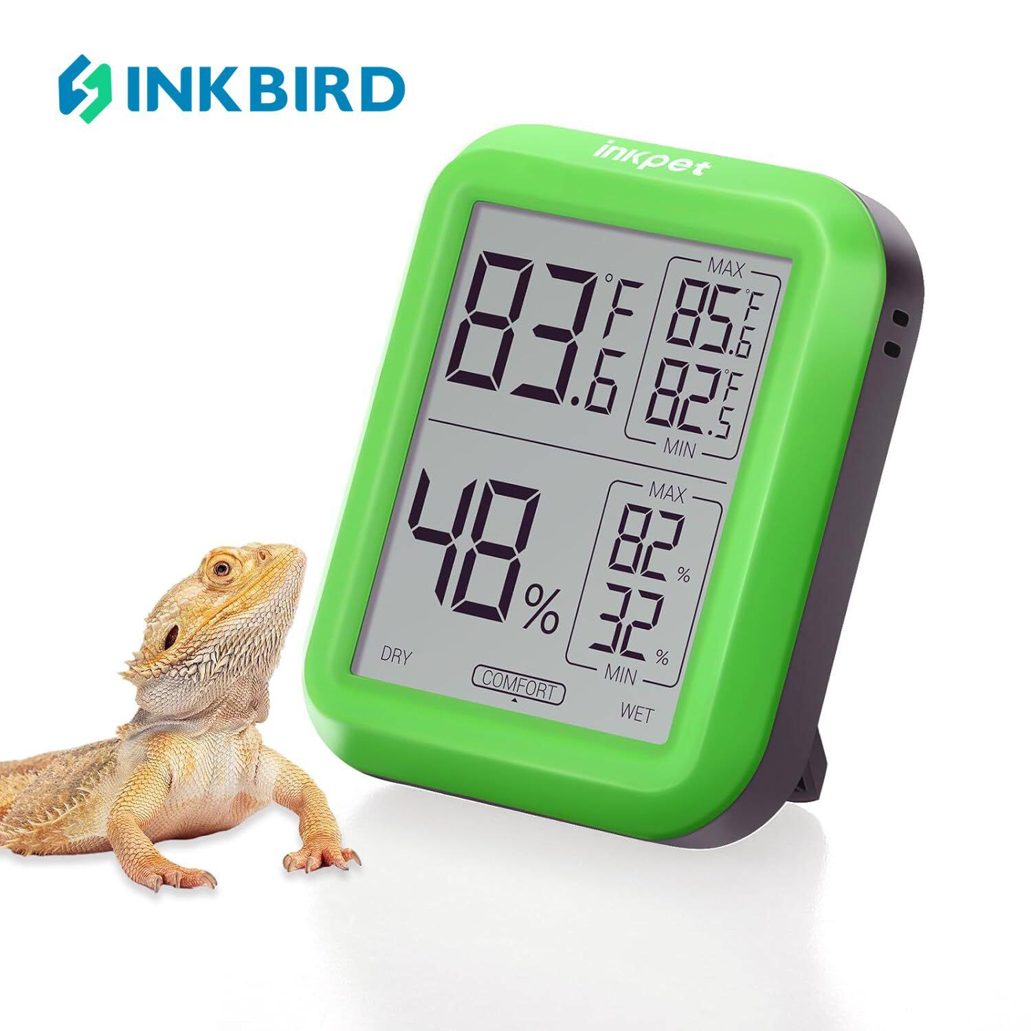 INKBIRD TR-1A Temperature and Humidity Monitor for Pet Terrariums Thermometer Hygrometer Dual Sensors Portable Size Large LCD Check Max Min Value ราคา 267 บาท*ส่งฟรี