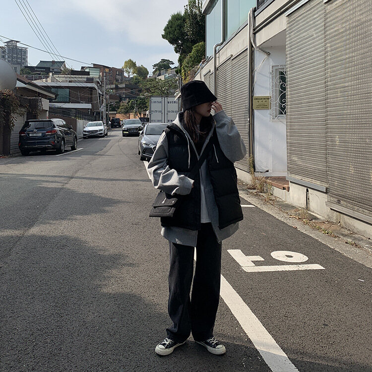 PWAE Hoodies Jacket for Women Korean Oversize Gray Hooded Sweater for Women Zipper Jacket Women's Ins Trend Tops for Women