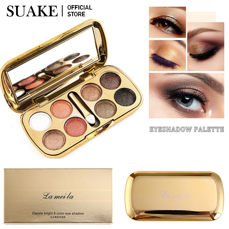 Gambar SUAKE 8 Colors Eyeshadow Palette Glitter Matte Eyeshadow Makeup Waterproof Long Lasting With Eyeshadow Brush With Mirror