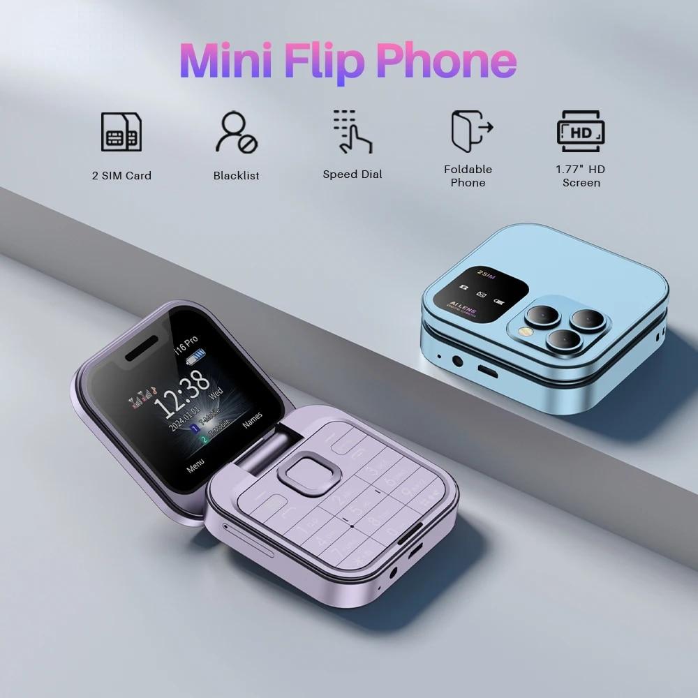 MIni Fold Mobile Phone 2G GSM Dual SIM Card Speed Dial Video Player Magic Voice 3.5mm Jack FM Small Flip Cellphone ราคา 1,063 บาท*ส่งฟรี