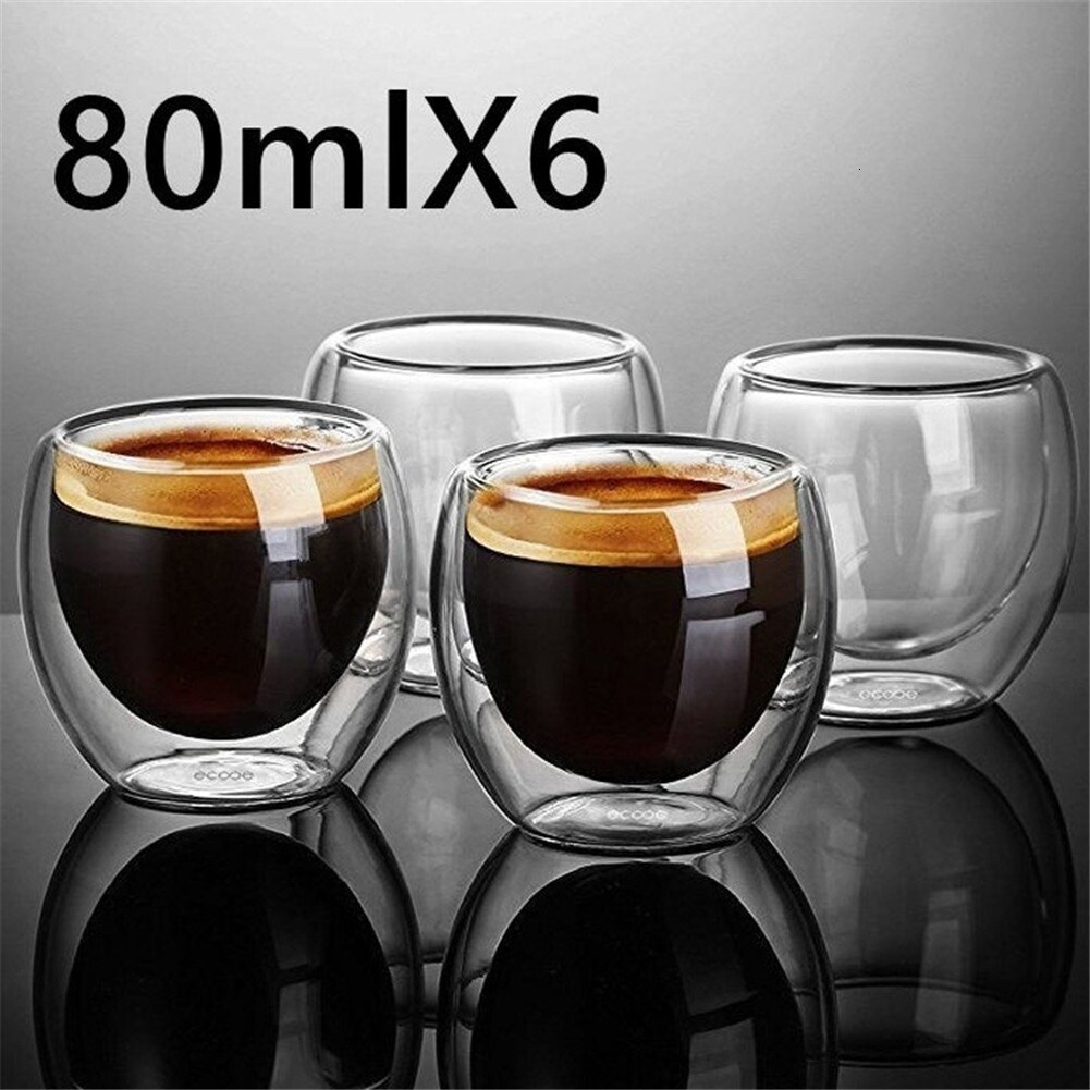 Gambar ?CW? NewresistantWall Glass Cup Beer Espresso Coffee Cup SetBeer Mugglass Whiskey Glass Cups Drinkware