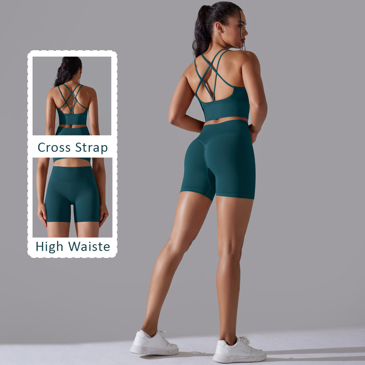 Nessaj Gym Outfit for Women Set Sports Bra High Waist Shorts Workout Set Gym Sports Wear Push Up Yoga Bra Shorts Suit