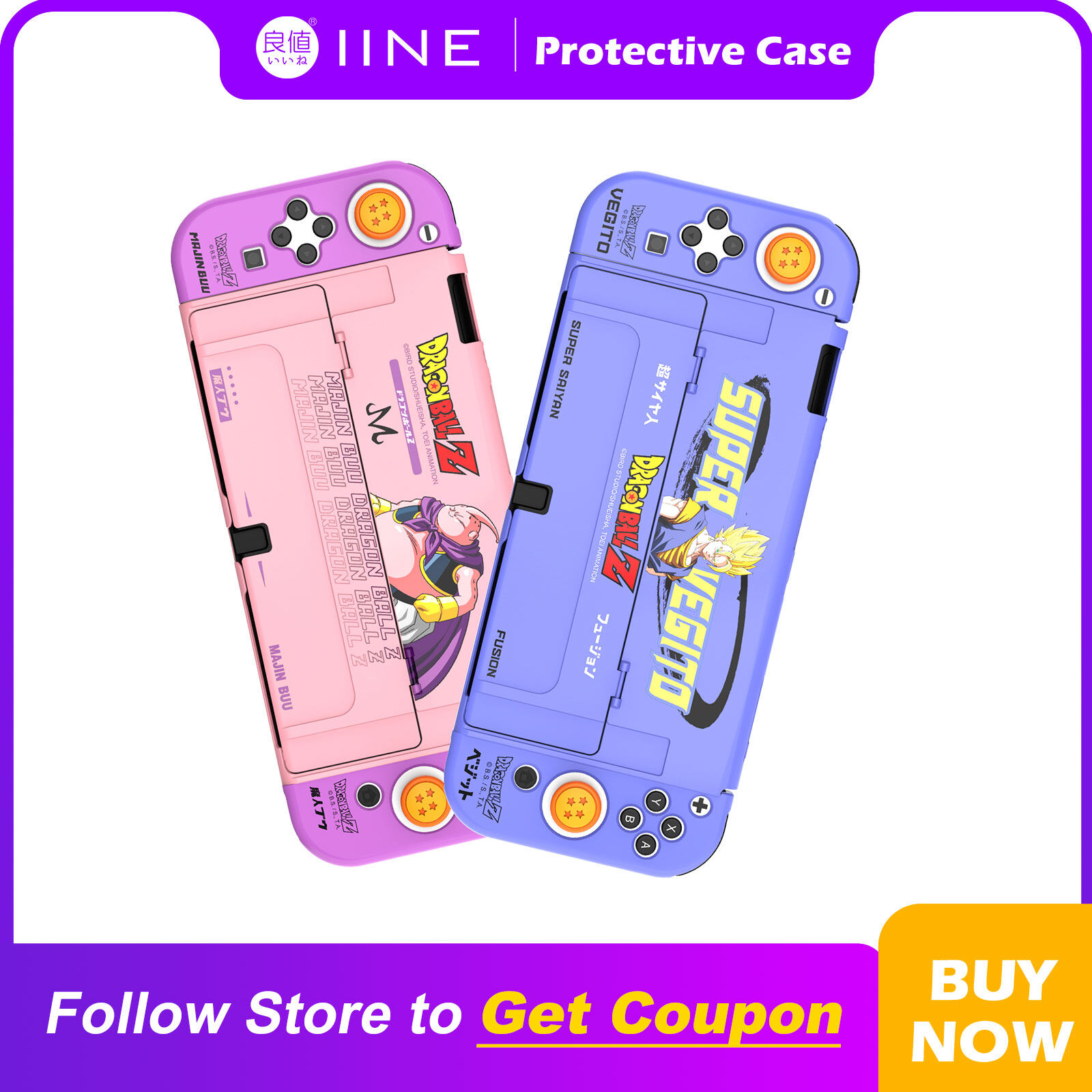 Iine Dragonball vegito & Majin Vỏ Ốp bảo vệ OLED giao diện điều khiển cho Bộ chuyển đổi Nintendo OLED
