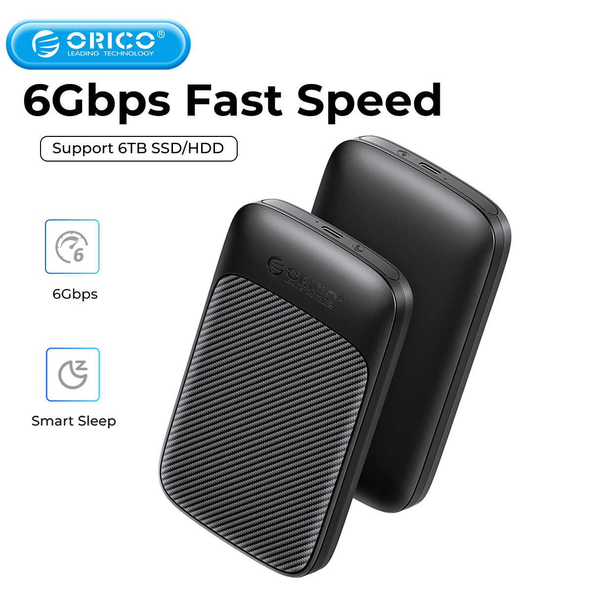 Orico usb3.1 6gbps vỏ ổ hdd sata sang type-c hdd ổ cứng ssd bao vây hỗ trợ uasp cho 7 ~ 9.5mm 2.5 inch ssd/hdd